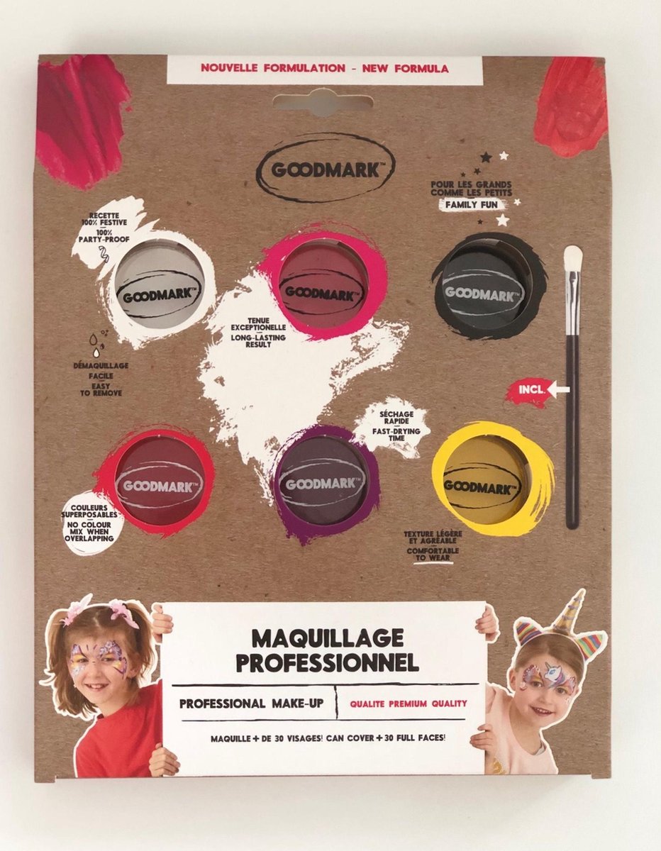 GOODMARK - Professionele waterverf palet 6 x 4 gram - Schmink > Grime